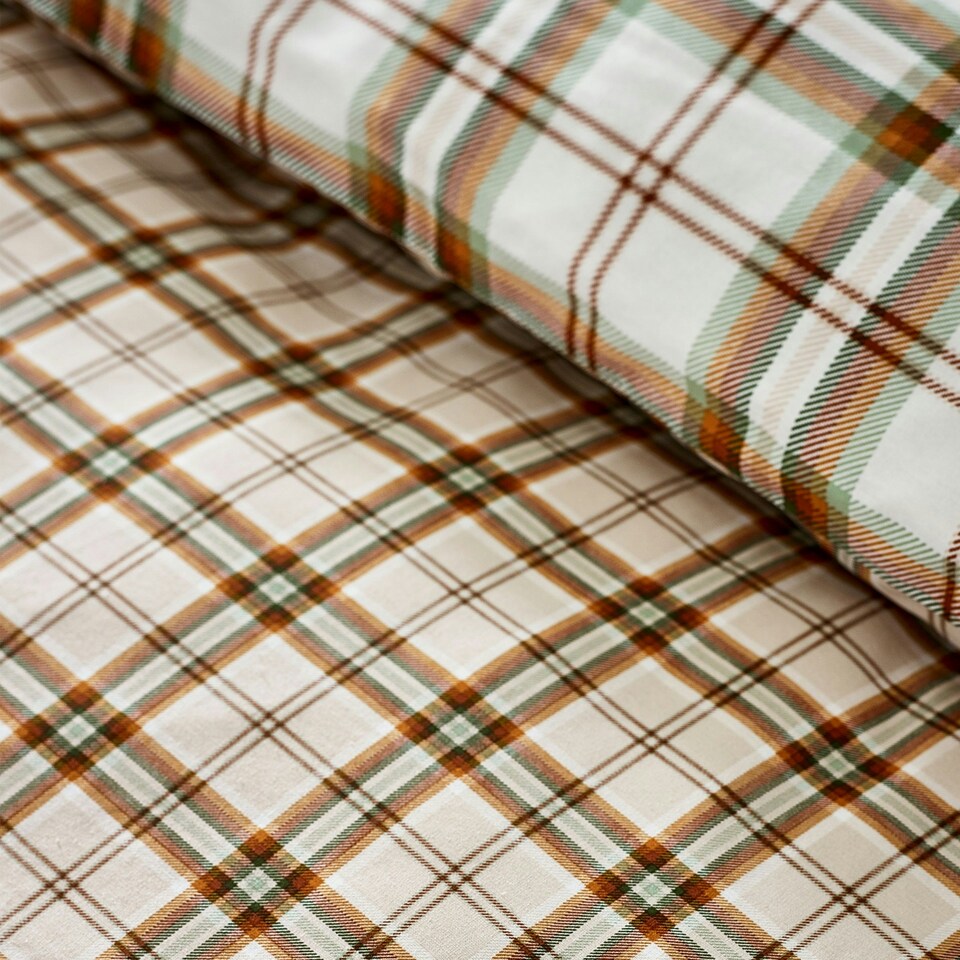 image 1 of Catherine Lansfield Kelso Check Reversible Duvet Cover Set Burnt Orange Orange | Burnt Orange | King