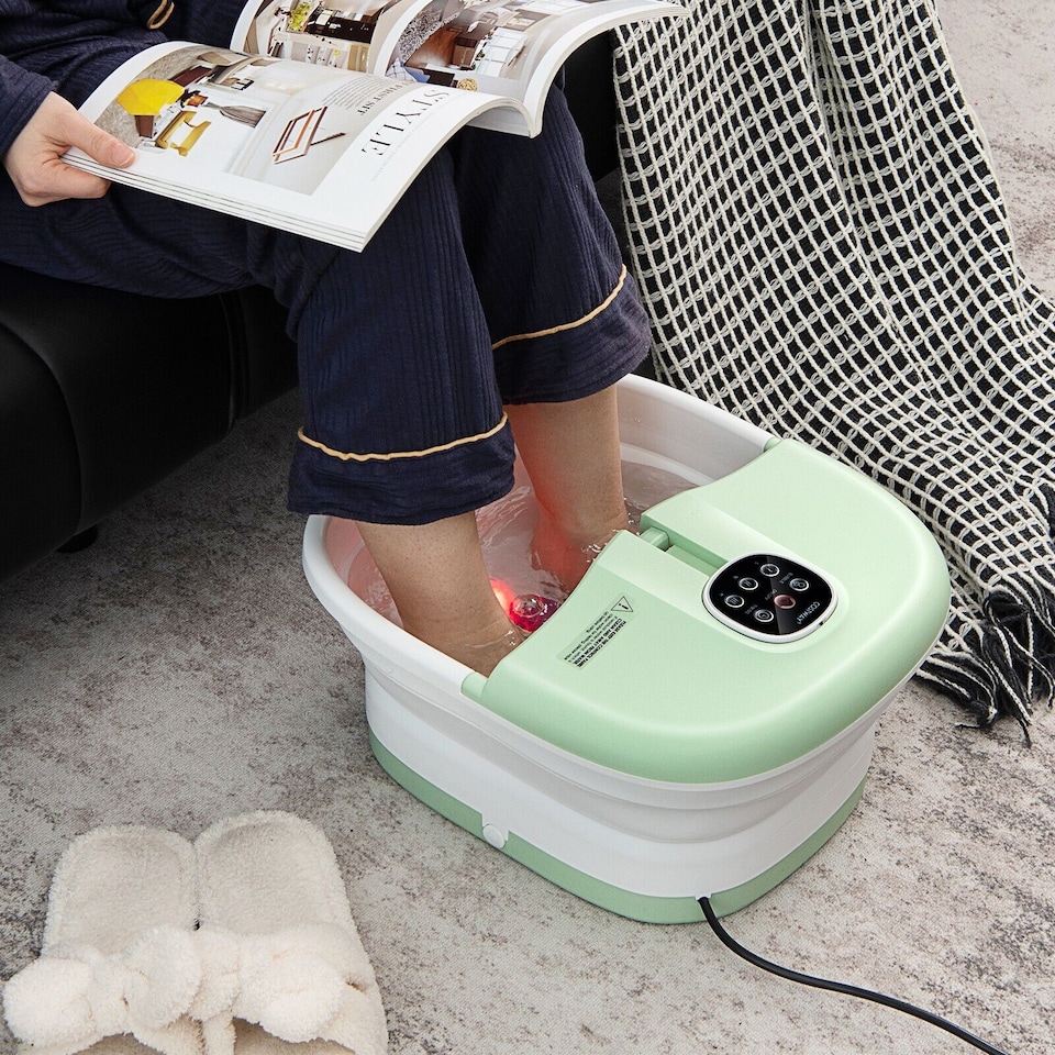 image 1 of Folding Foot Bath Massage Bubble Foot Spa Basin with Medicine Box Remote Control