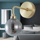 image 5 of Set of 2 Toner - Satin Brass with Smoked Glass Globe Wall Lights | Gold | Grey | 2