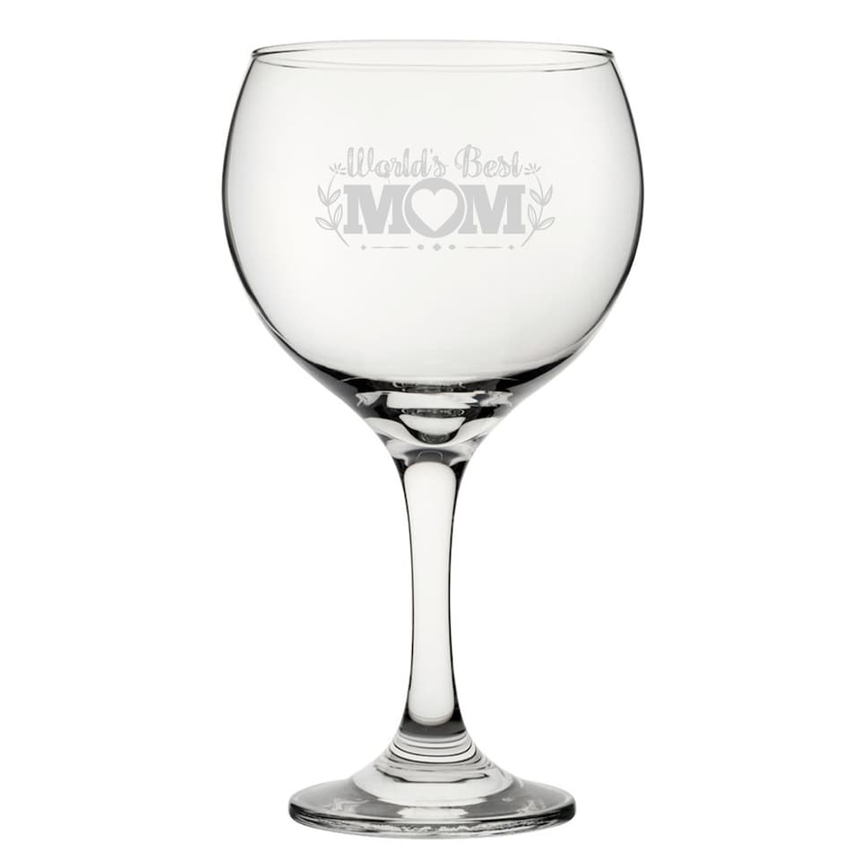 image 1 of Personalised World's Best Mum Engraved Gin Balloon Cocktail Glass