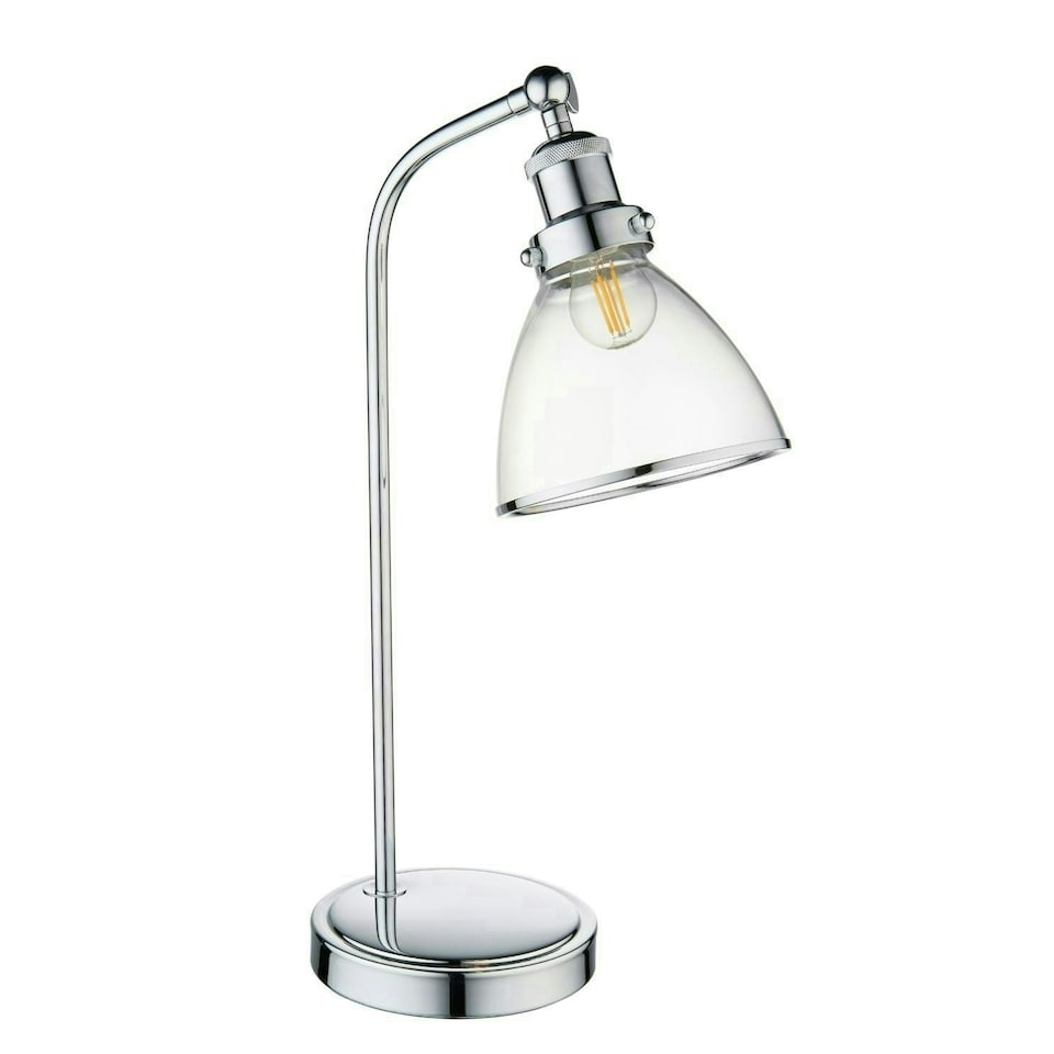image 1 of Brunswick Polished Nickel & Glass Desk Table Lamp Silver