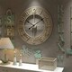 image 3 of Living and Home Round Wood Grain Metal Wall Clock