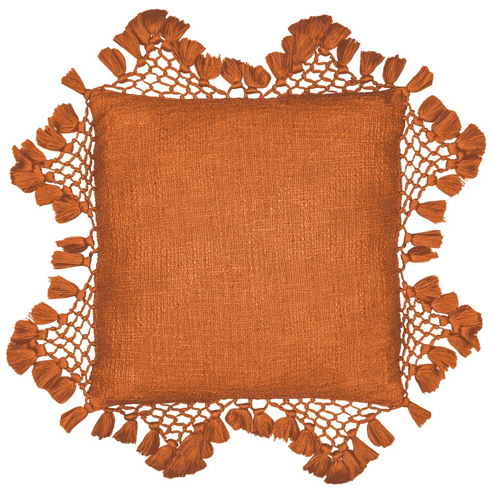 image 1 of Yard Anko Macramé Tassel Cushion, Pecan, 45 x 45cm