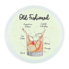 Old Fashioned Cocktail Round Worktop Protector - Textured Glass Chopping Board