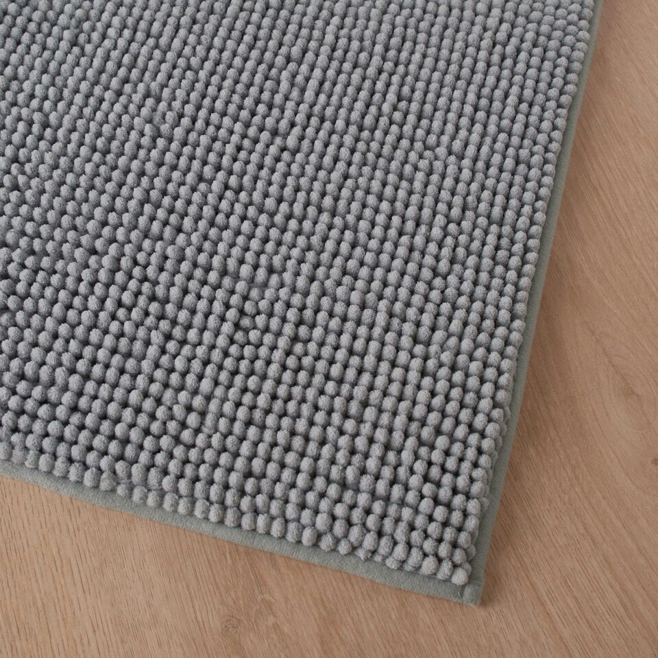 image 1 of OHS Soft Microfibre Non-Slip Absorbent Noodle Bobble Chenille Bath Mat, 75x45cm - Silver