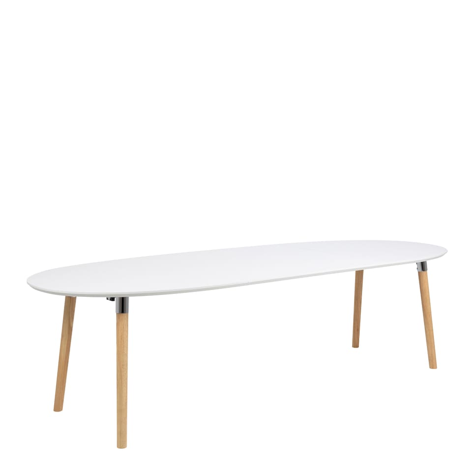 image 1 of Belina Oval Dining Table in White & Oak