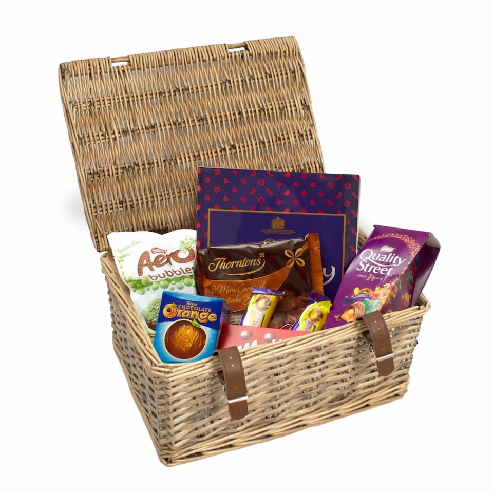 image 1 of JVL Handmade Buff Wicker Hampers with Faux Leather Straps, Small