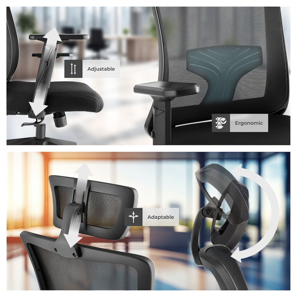 image 1 of Office Chair Phoebe - ergonomic shape, lumbar support, adjustable headrest