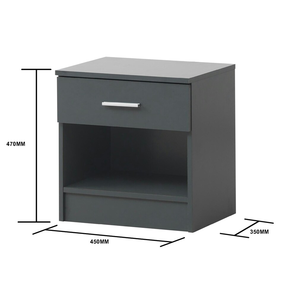 image 1 of Rio Costa Bedside with 1 Drawer Grey