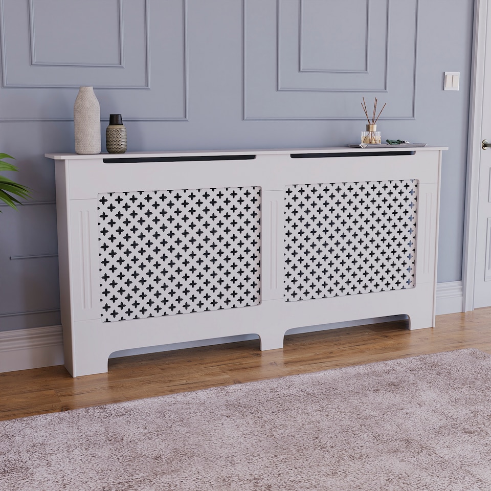 image 1 of Vida Designs Oxford Radiator Cover Painted MDF Cabinet, White, 172cm