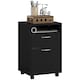 image 1 of HOMCOM 60cm Filing Cabinet with Drawer, Open Shelf, Metal Handles and 4 Wheels, Office Home Organiser Mobile Printer, Black