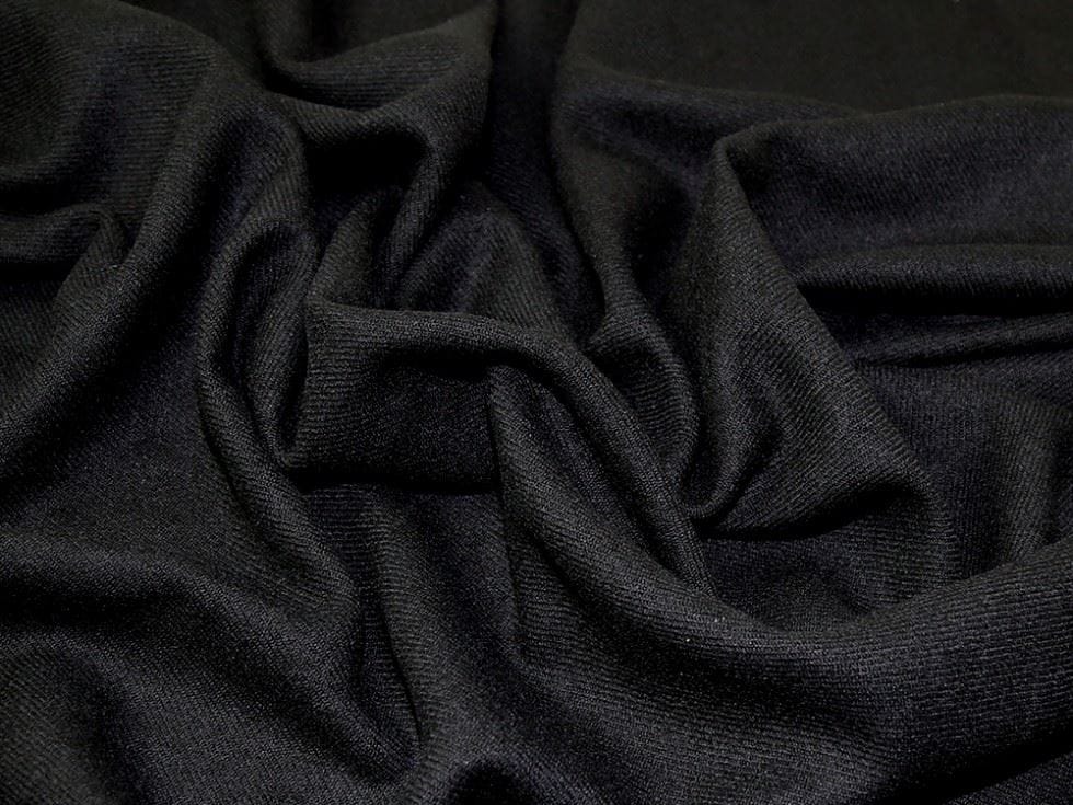 Minerva Black Deadstock 100% Pure Wool Coating Dressmaking Fabric per metre - 150cm / 59" Wide