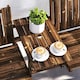 image 8 of Outsunny 2-Seater Wooden Garden Bench with Armrest, Carbonised Finish 