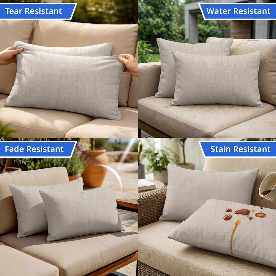 image 1 of Covers&All Sunbrella Rectangle Throw Pillows Pack Of 4, Rectangle 12 x 20, Cast Ash