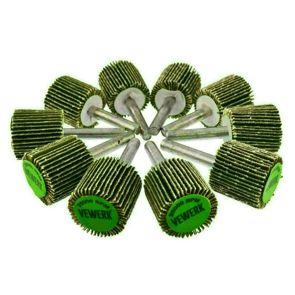 image 1 of Flap Wheel Disc Shaft Mounted Abrasive Sanding Drill 25mm 40Grit 10PK AT243