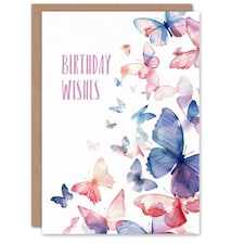 Wishes Butterfly Watercolour Bright Design Her Birthday Card