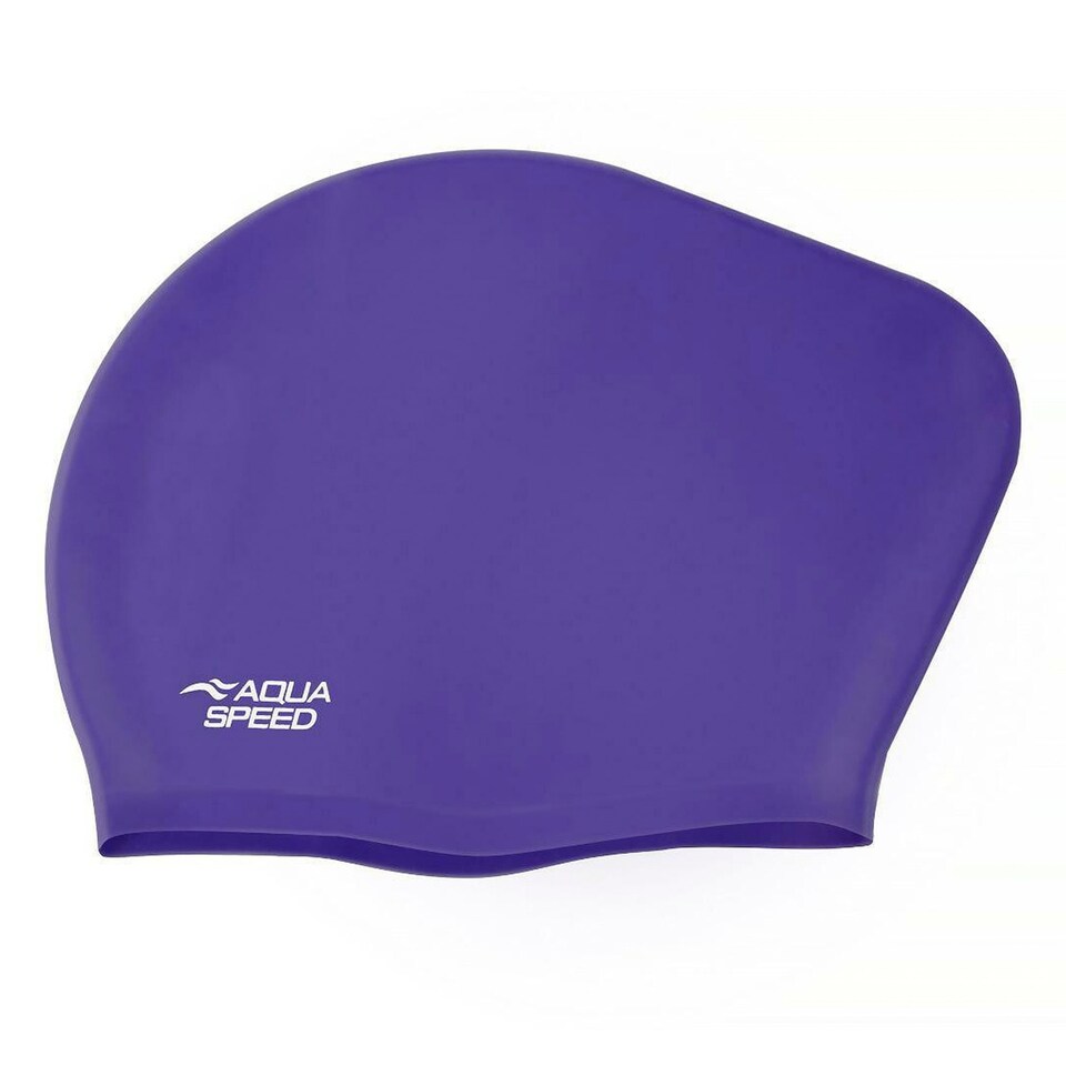 image 1 of Ladies Long Hair Swimming Cap | Extra Space Soft Silicone Comfy Fit Swim Cap | Purple | Purple | One Size | 1