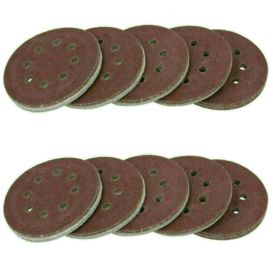 image 1 of Hook/Loop Sanding Abrasive Discs Orbital DA Palm Sander 100 PK 125mm Mixed Grit