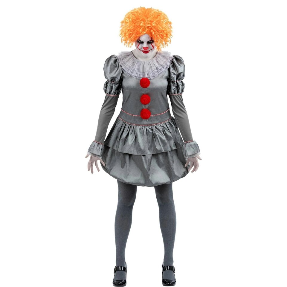 image 1 of IT Chapter Two Womens/Ladies Pennywise Costume Set - Grey/Red/White - S | Multi | S