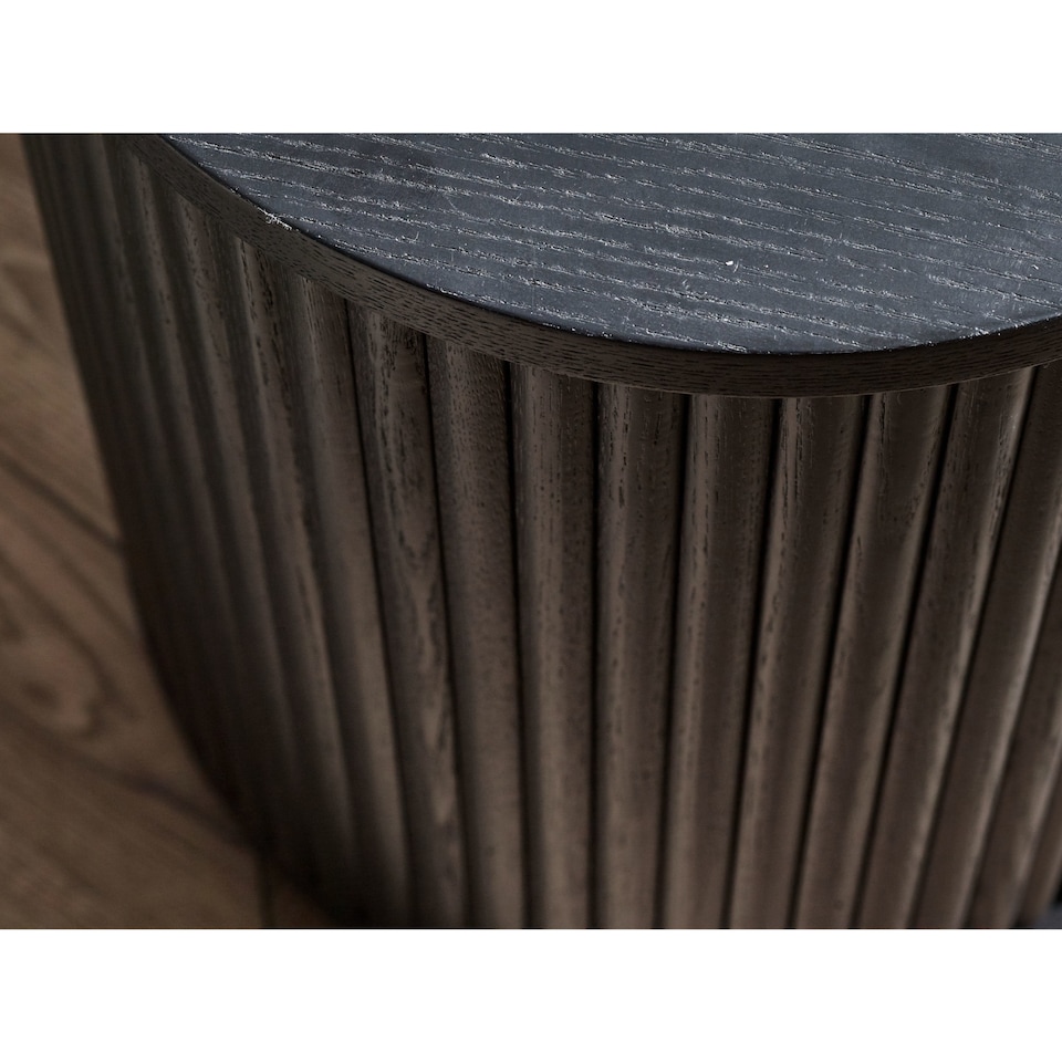 image 1 of Louis Fluted Side Table With Door - Black