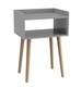image 1 of Modern Bedside Table Storage Display Unit with 2 Shelves & Solid Pinewood Legs | Grey | Grey