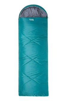 Mountain Warehouse Summit 250 Square Sleeping Bag Insulated Two Way Zip Camp Bed Left Handed Zip - Regular Length (200cm) | Blue
