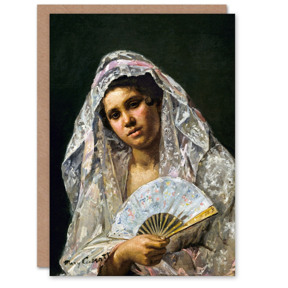 image 1 of Mary Cassatt Art Card Spanish Dancer with Lace Mantilla
