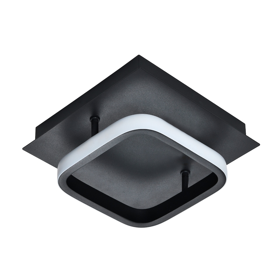 image 1 of Matt Black 3000K Square LED Ceiling Strip Light Fitting | Black