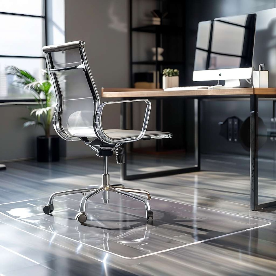 image 1 of PVC Clear Chair Mat for Hard Floors - 120x90cm with a Lip