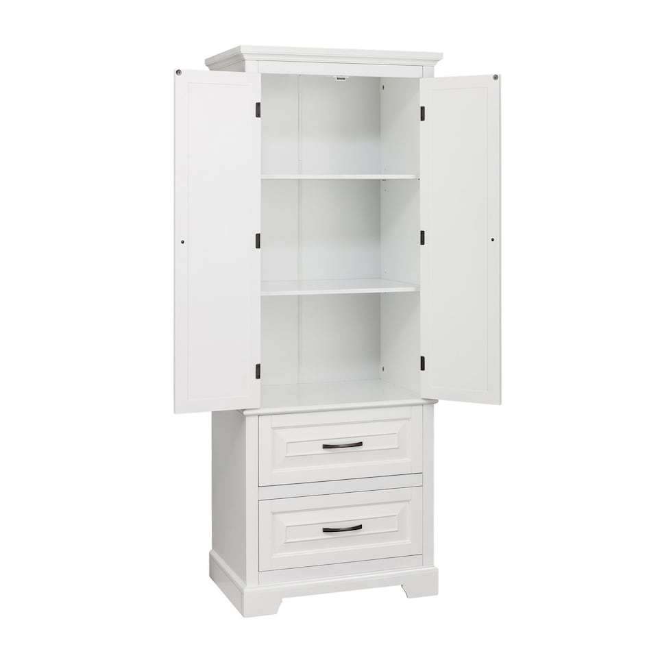 image 1 of Teamson Home Tall Linen Tower Cabinet with 2 Doors, 2 Drawers & Shelves
