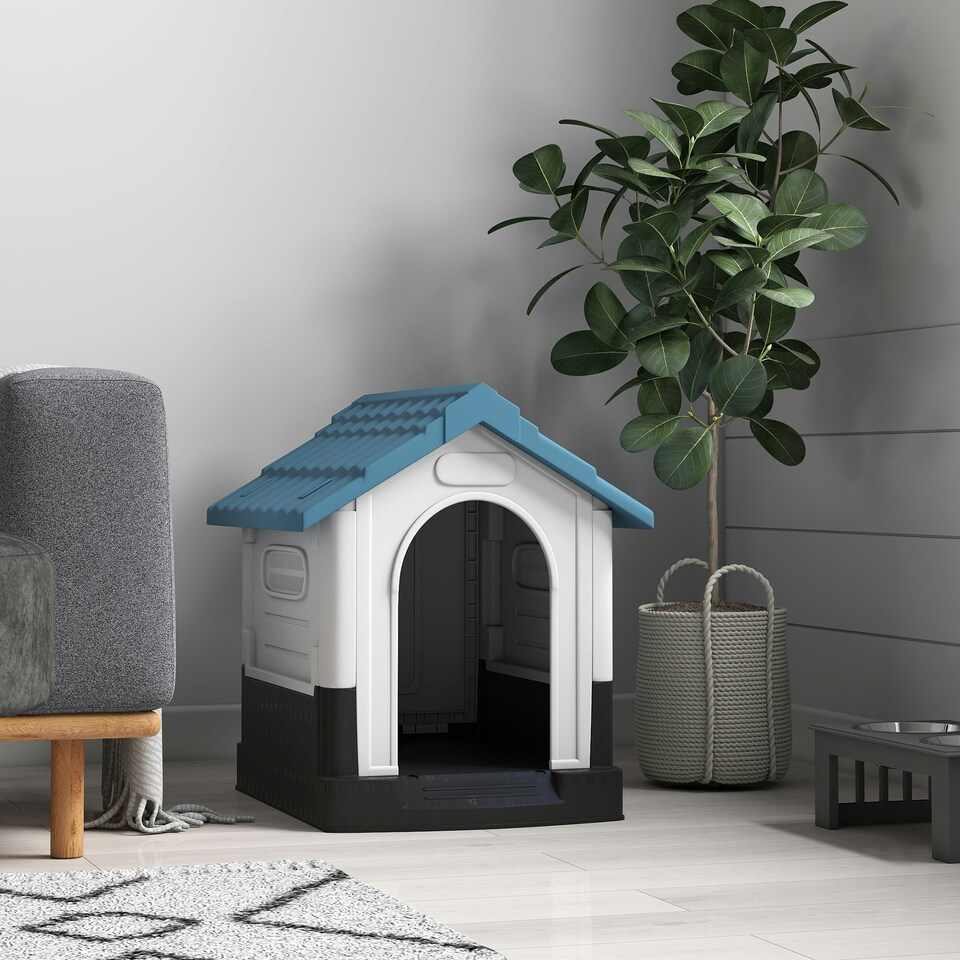 image 1 of PawHut Dog Kennel for Outside Plastic Dog House for XS Dogs, 64.5 x 57 x 66cm