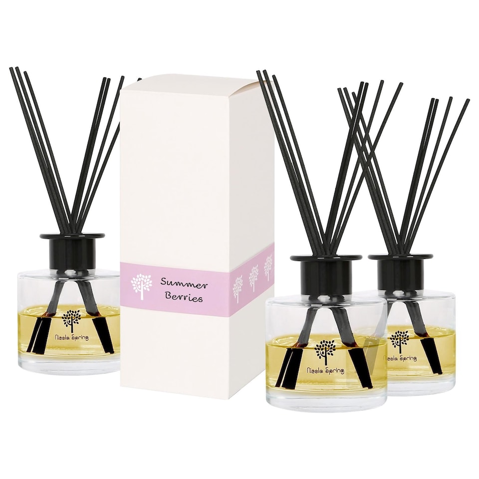 image 1 of Nicola Spring Glass Reed Diffusers - 200ml - Summer Berries - Pack of 3