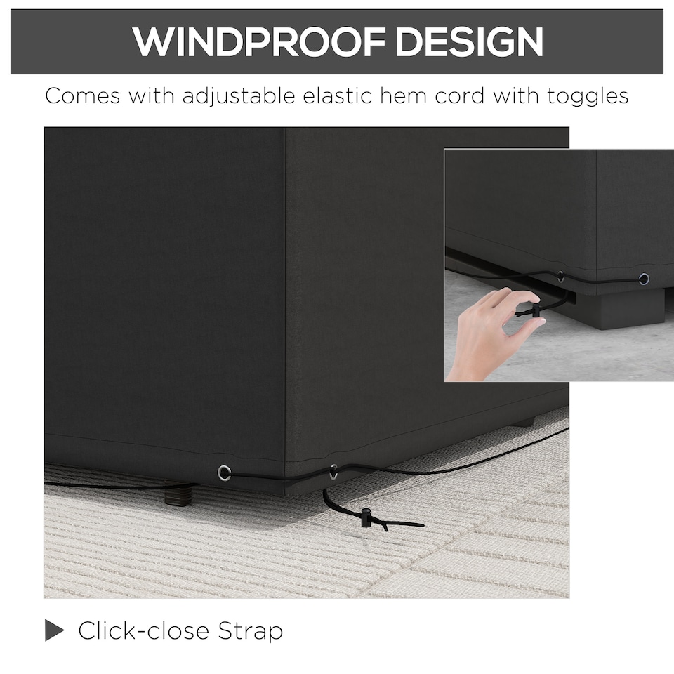 image 1 of Outsunny Outdoor Garden Furniture Cover Waterproof, Anti-UV 600D Heavy Duty Oxford Fabric Patio Furniture Cover for Rectangular Sofa Table Set, Black, 245 x 165 x 66 cm