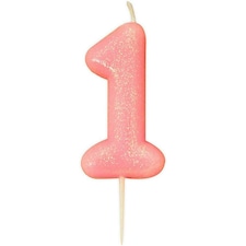 Anniversary House Glitter 1st Birthday Pick Candle - Pink - One Size