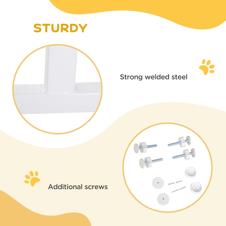 image 1 of PawHut Pressure Fitted Pet Dog Safety Gate Metal Fence 76 cm Tall, White