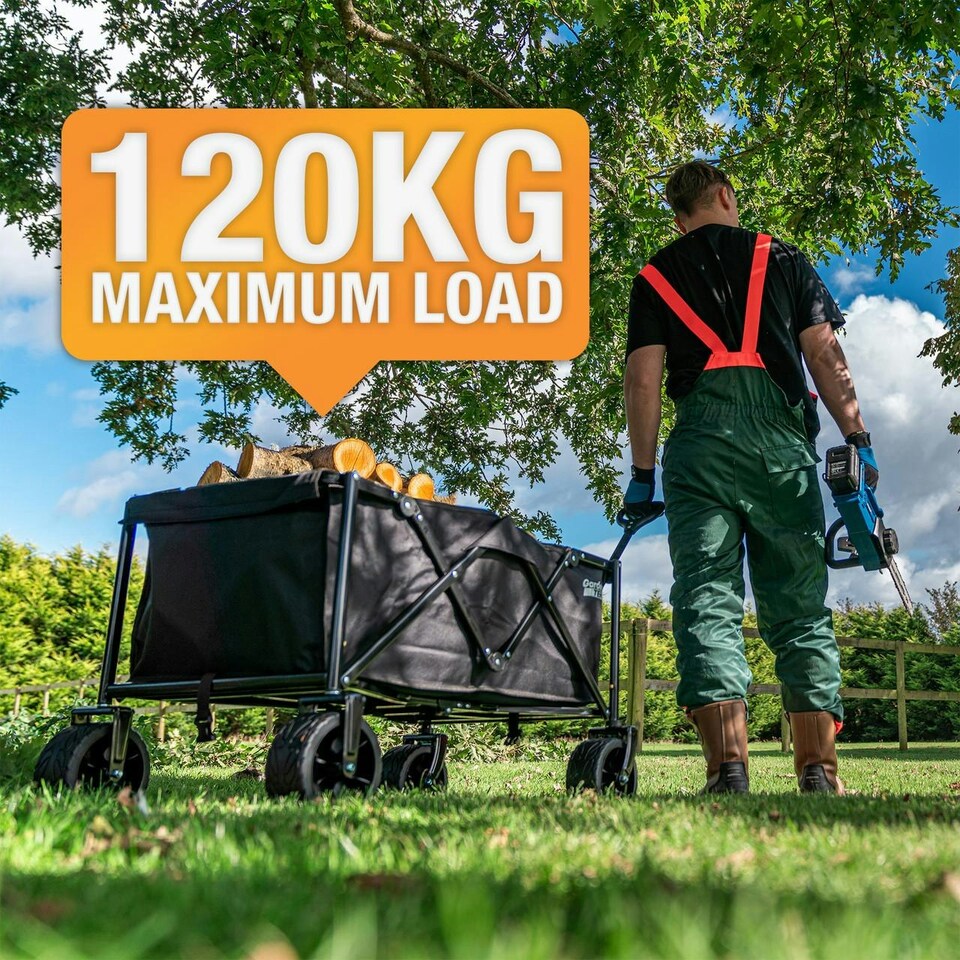 image 1 of GardenTek Garden Festival Trolley / Cart / Wagon Wheels, 120kg Load, 135L Capacity with Brakes | GTW260