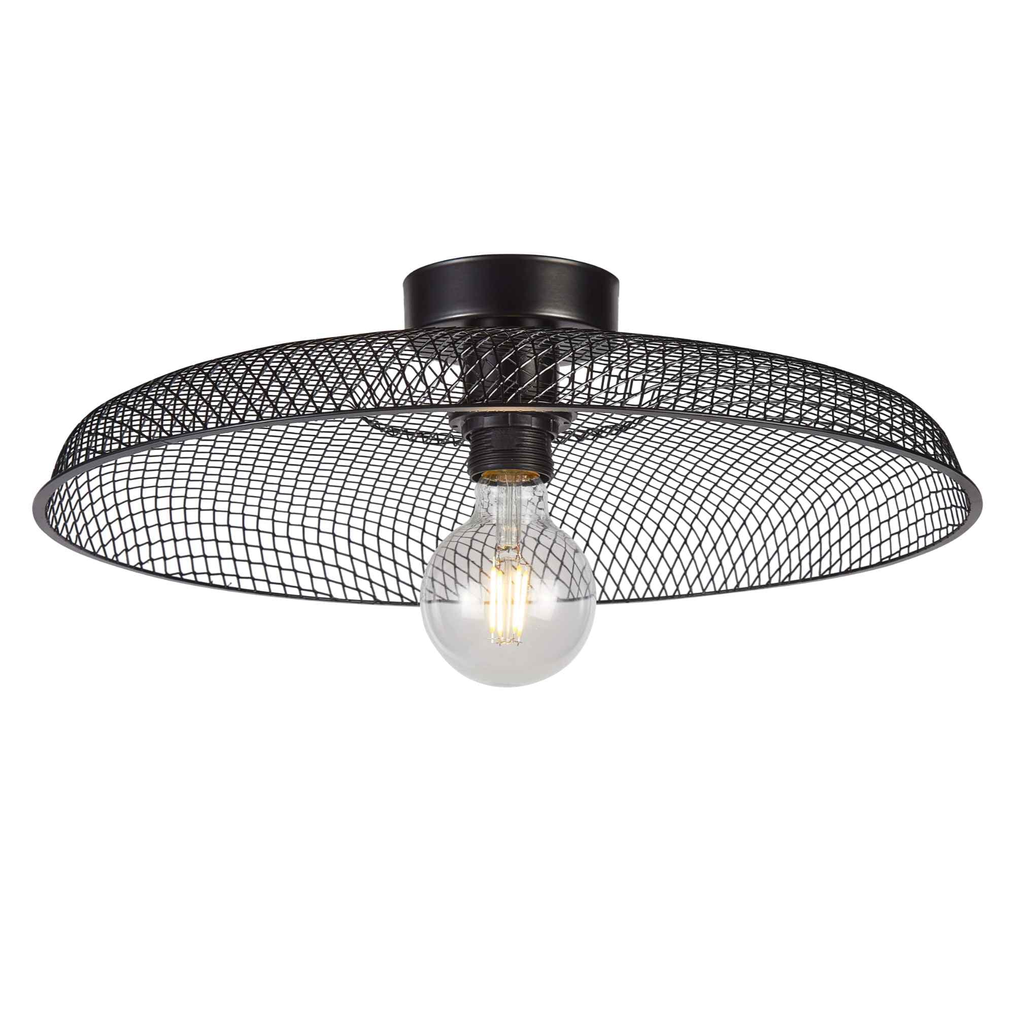 First Choice Lighting Cassidy - Large Black Mesh Ceiling Flush Light