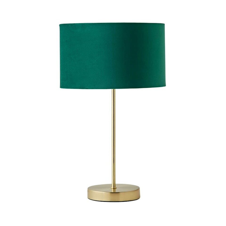 image 1 of ValueLights Charlie Gold Table Lamp Green Velvet Shade