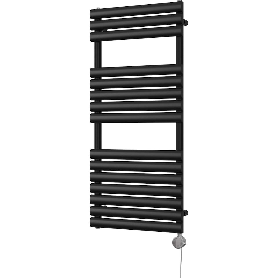 image 1 of Omeara - Black Electric Towel Rail H1120mm x W500mm 600w Thermostatic