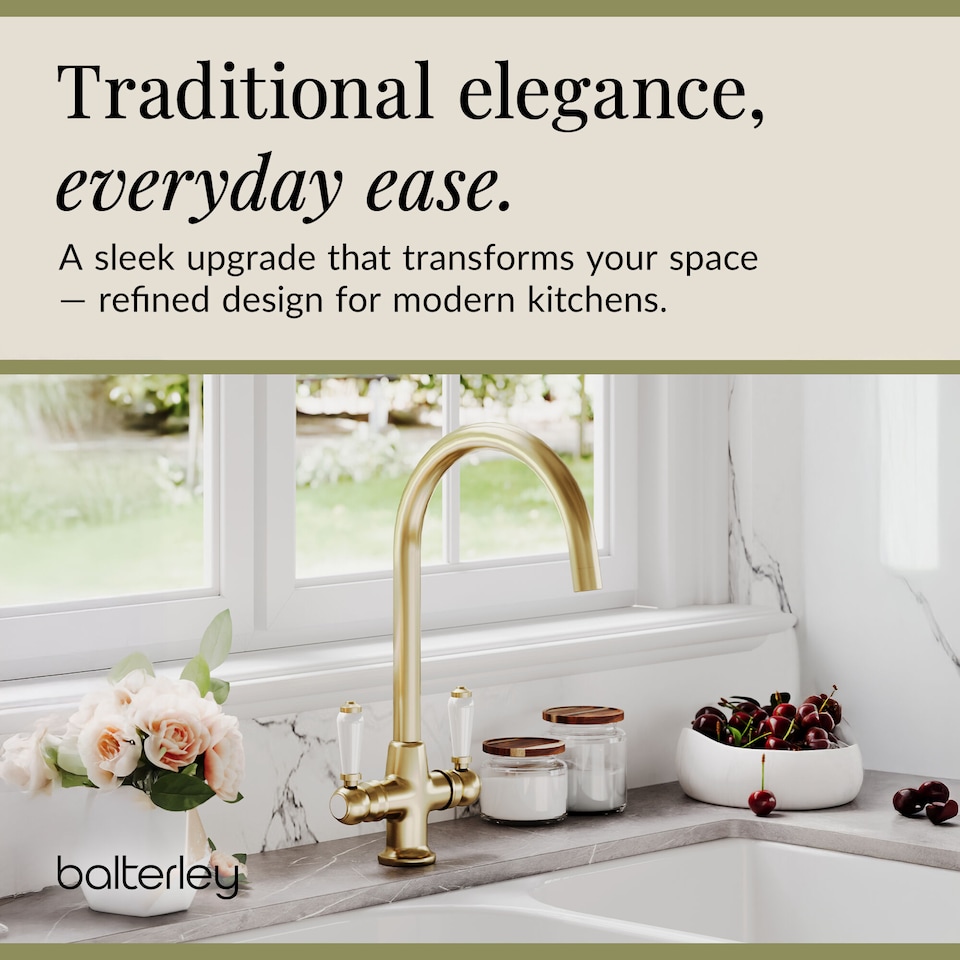 image 1 of Traditional Kitchen Sink Mono Mixer Tap - Brushed Brass Lever Handles | Copper | Brushed Brass | 1