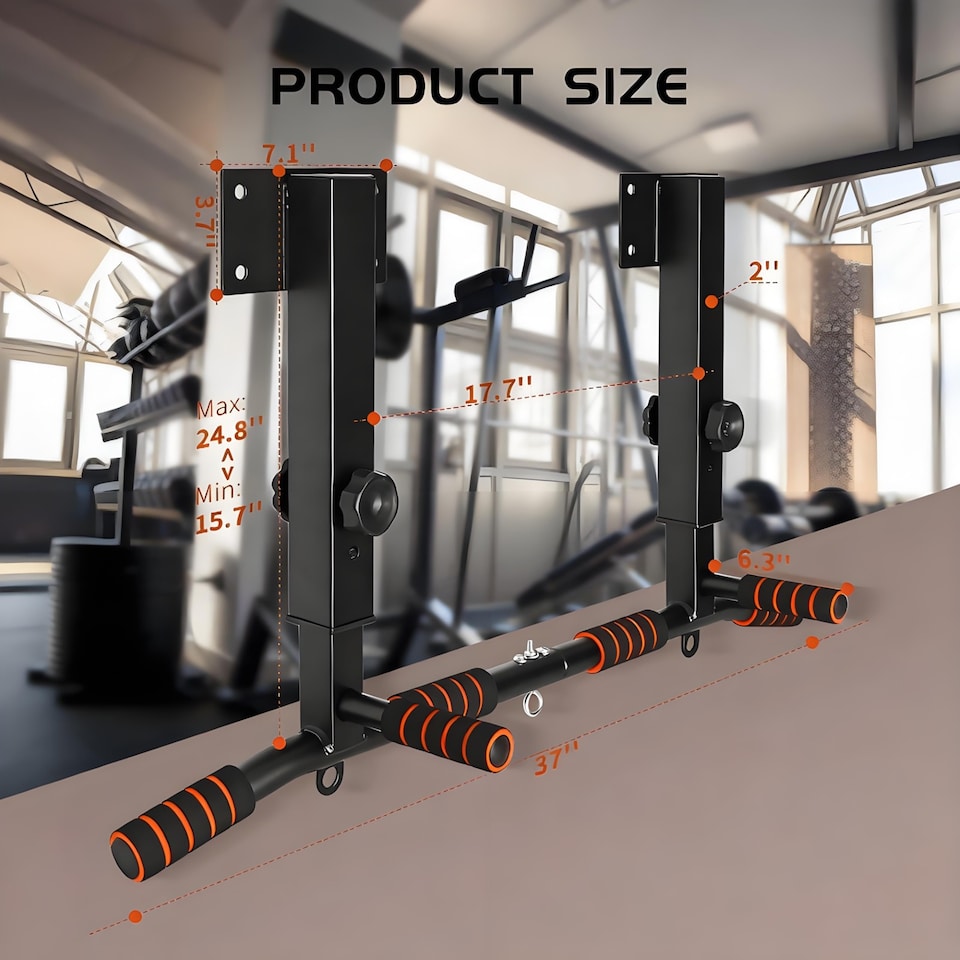 image 1 of Gr8 Home Adjustable Pull Up Bar Ceiling Wall Joist Mounted Home Gym Push Chin Up Training