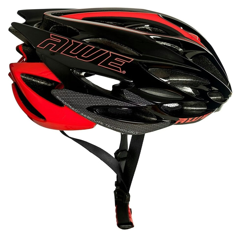 image 1 of AWE AweSpeed In Mould Adult Road Bike Helmet Large 58-61cm Black/Red Crash Guarantee* Red | L