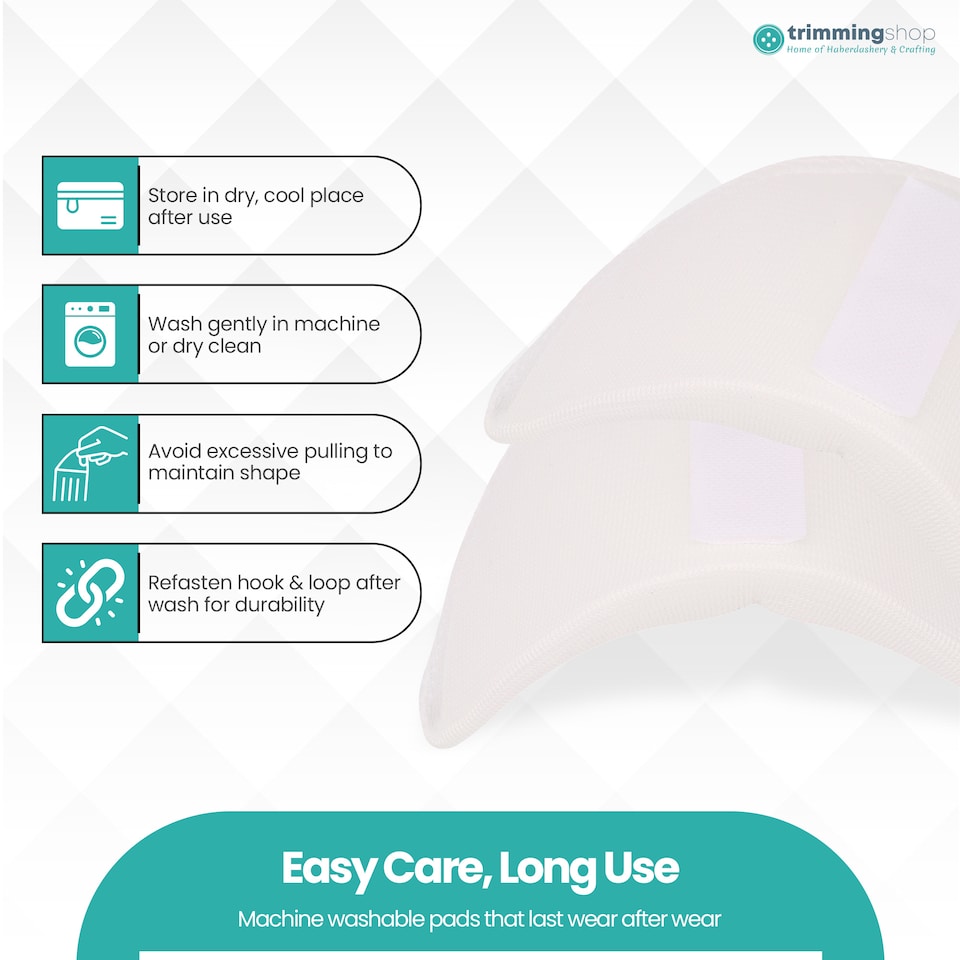 image 1 of White Anti-Slip Shoulder Pads Set-In Foam Design with Hook & Loop Fastening