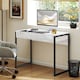 image 2 of HOMCOM High Gloss Computer Desk with 2 Drawers, 100 x 50 cm Home Office Desk for Small Spaces, Modern Study Writing Table with Steel Legs, White and Black