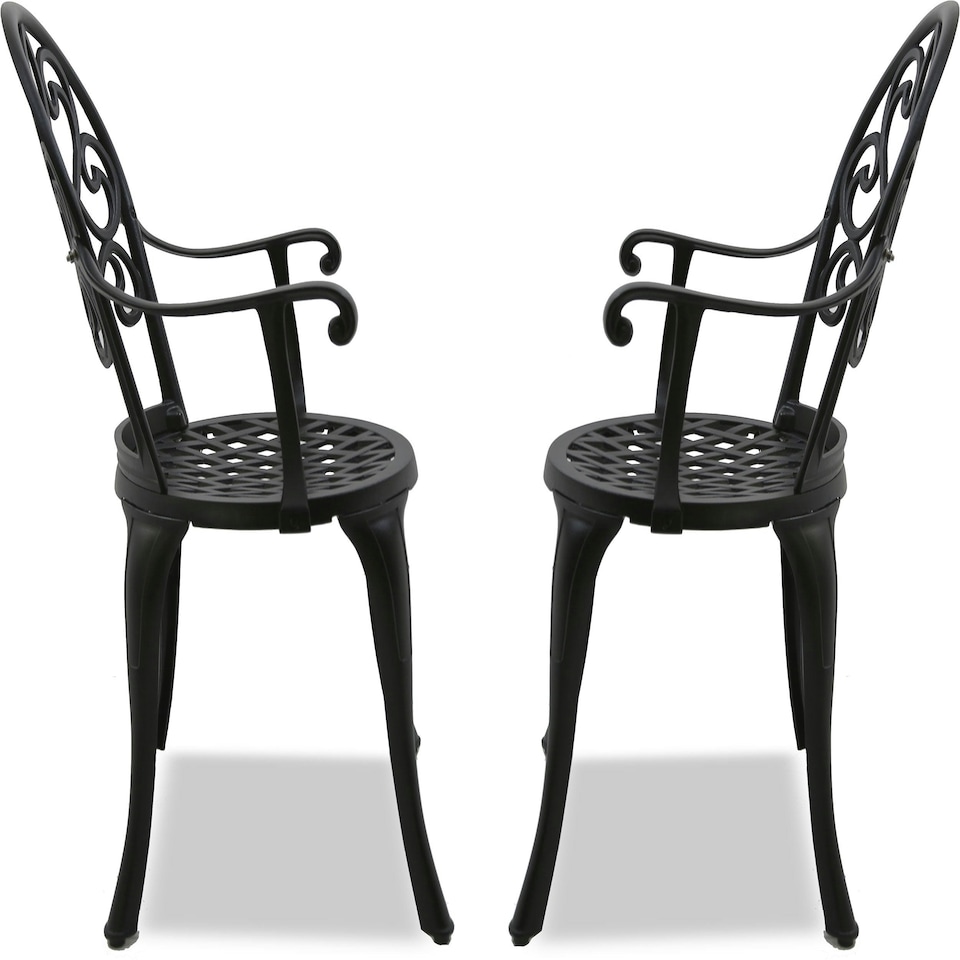 image 1 of Centurion Supports Prego 2-Large Garden and Patio Bistro Chairs with Armrests in Cast Aluminium Black