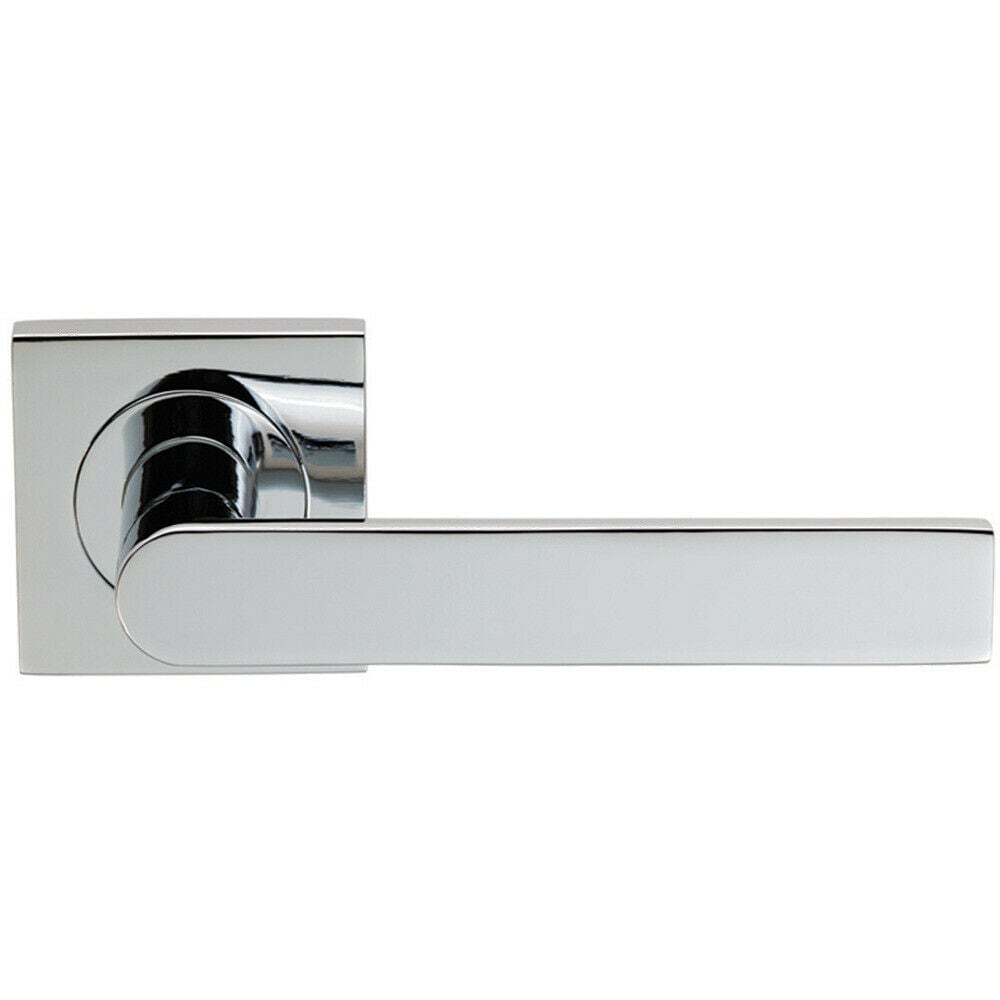 Loops PAIR Flat Rectangular Bar Lever on Square Rose Concealed Fix Polished Chrome