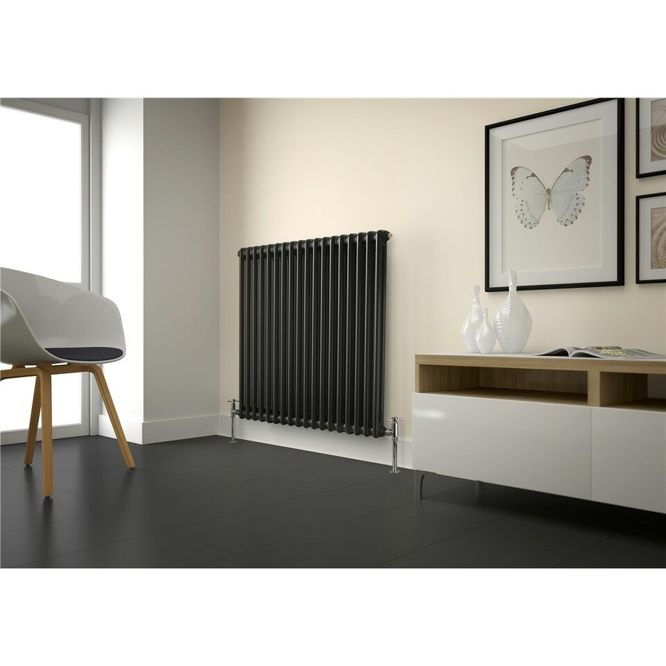 image 1 of 600mm (H) x 1190mm (W) - Anthracite Horizontal Radiator (New Yorker Classic) - 3 Columns - (0.6m x 1.19m) - Depth 107mm