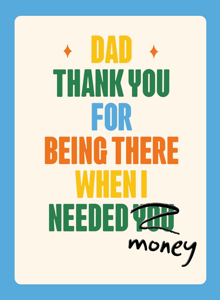 image 1 of Dad Thank You For Being There When I Needed Money - Funny Father's Day Card