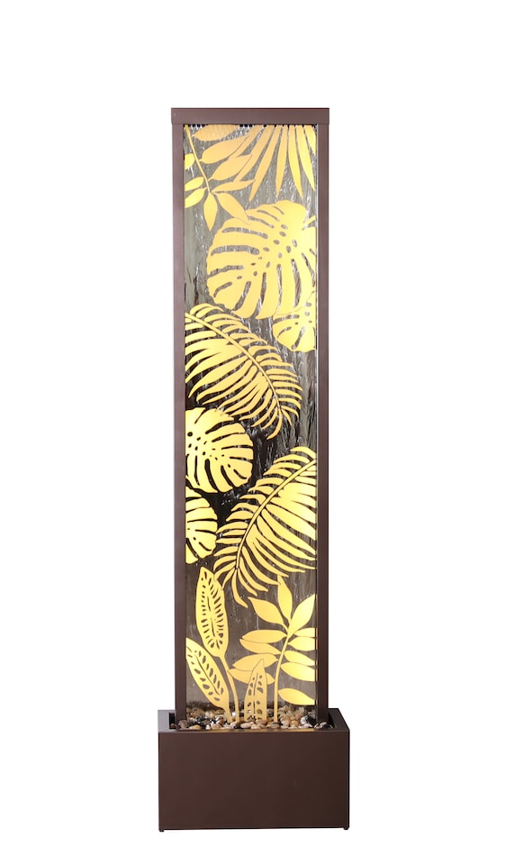 image 1 of Lamego Bamboo Mirror Water Feature with Lights 180cm