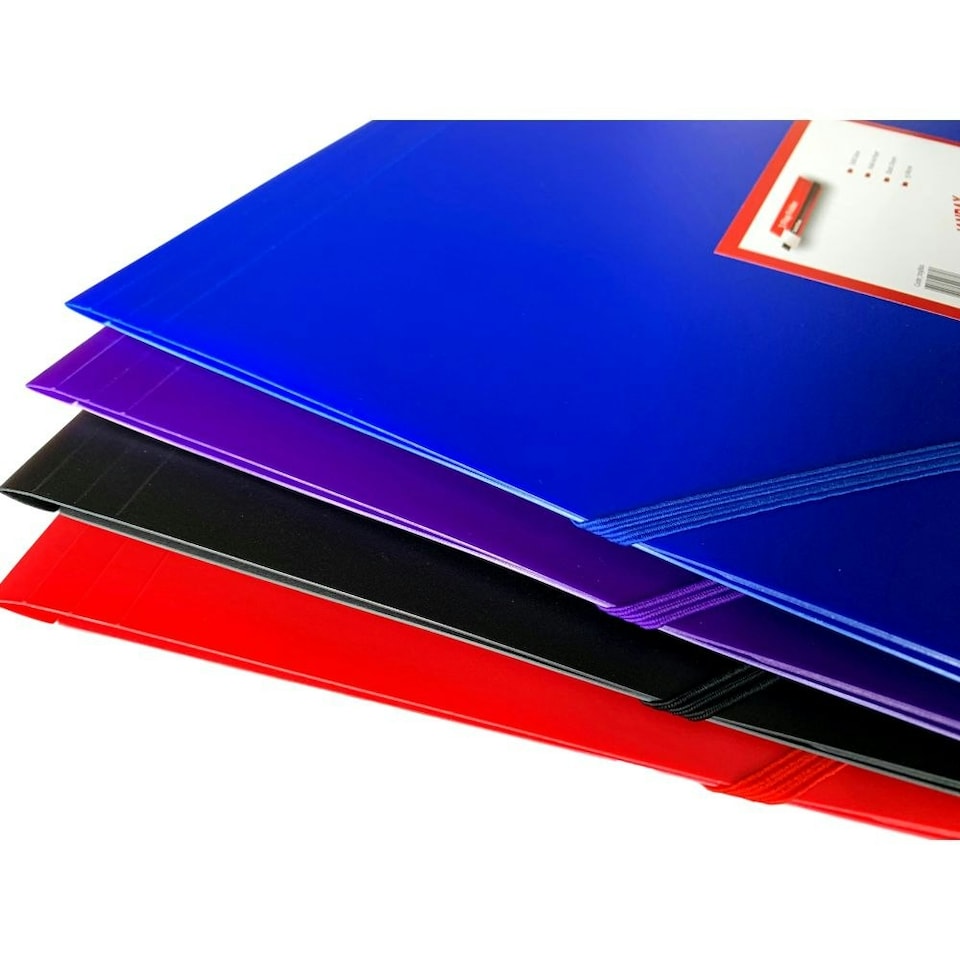 image 1 of Janrax A4 Black 3 Flap Folder with Elasticated Closure